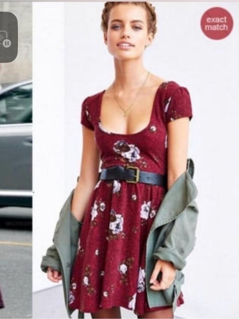 Kimchi Blue Burgundy Scoop-Neck Skater Dress